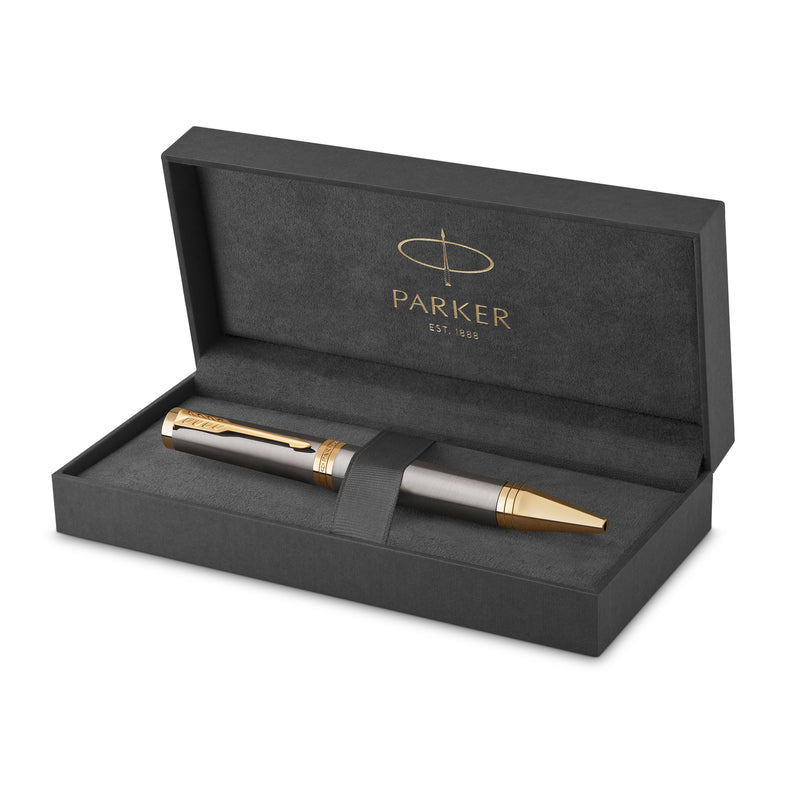 Parker Ingenuity Ballpoint Pen Grey Lacquer and Gold Trim Medium Tip