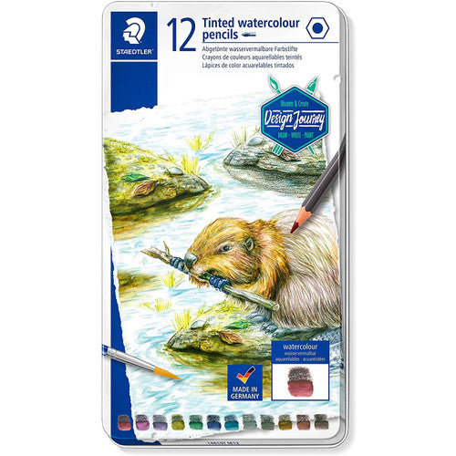 Staedtler 14610T M12 Tinted Watercolour Pencil Assorted Tin of 12