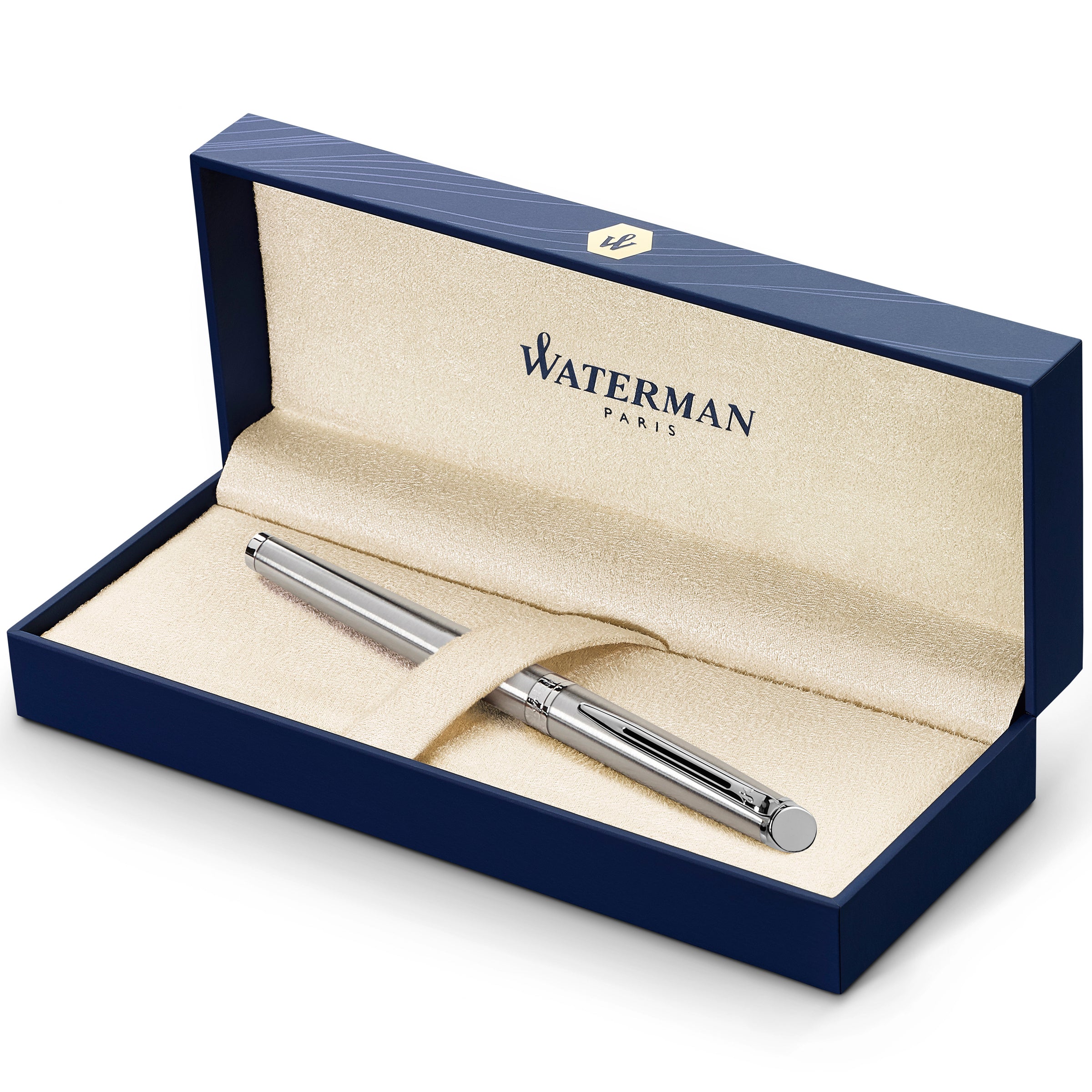 Waterman Hemisphere Stainless Steel Chrome Trim Fountain Pen in Box