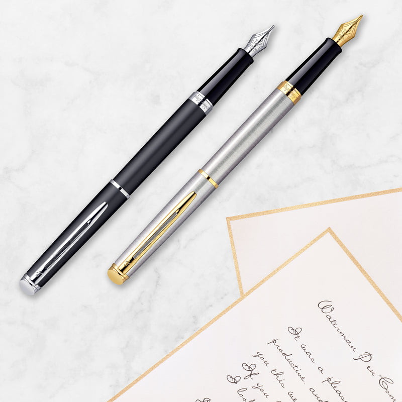 Waterman Hemisphere Stainless Steel Chrome Trim Fountain Pen in Box