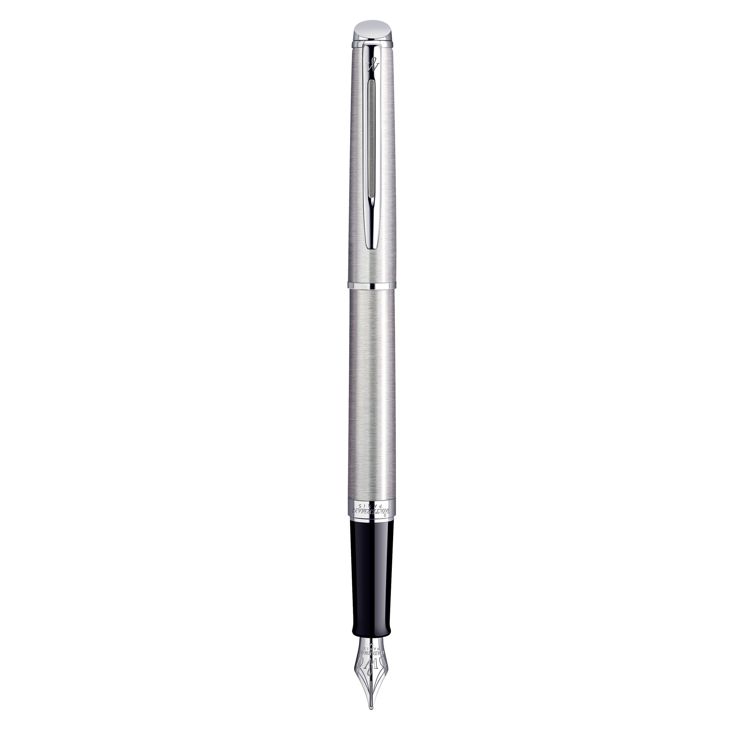 Waterman Hemisphere Stainless Steel Chrome Trim Fountain Pen in Box