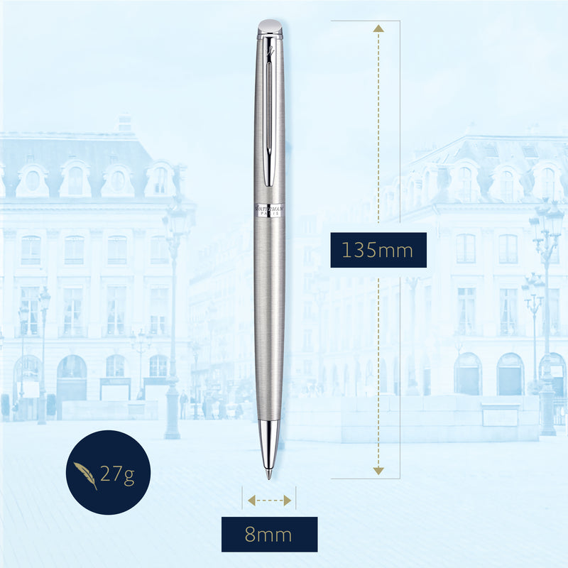 Waterman Hemisphere Stainless Steel Chrome Trim Ballpoint Pen in Box