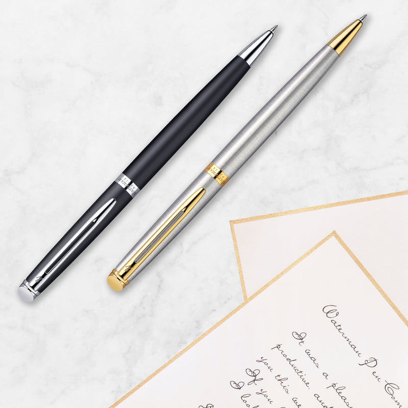 Waterman Hemisphere Stainless Steel Chrome Trim Ballpoint Pen in Box