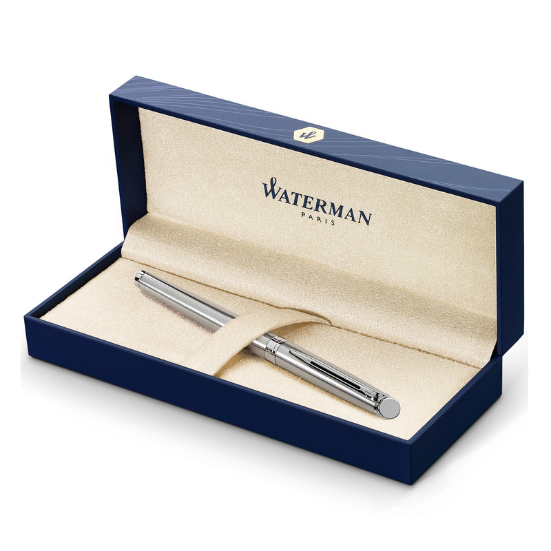 Waterman Hemisphere Stainless Steel Chrome Trim Rollerball Pen in Box