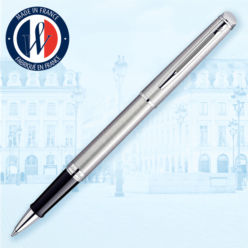Waterman Hemisphere Stainless Steel Chrome Trim Rollerball Pen in Box