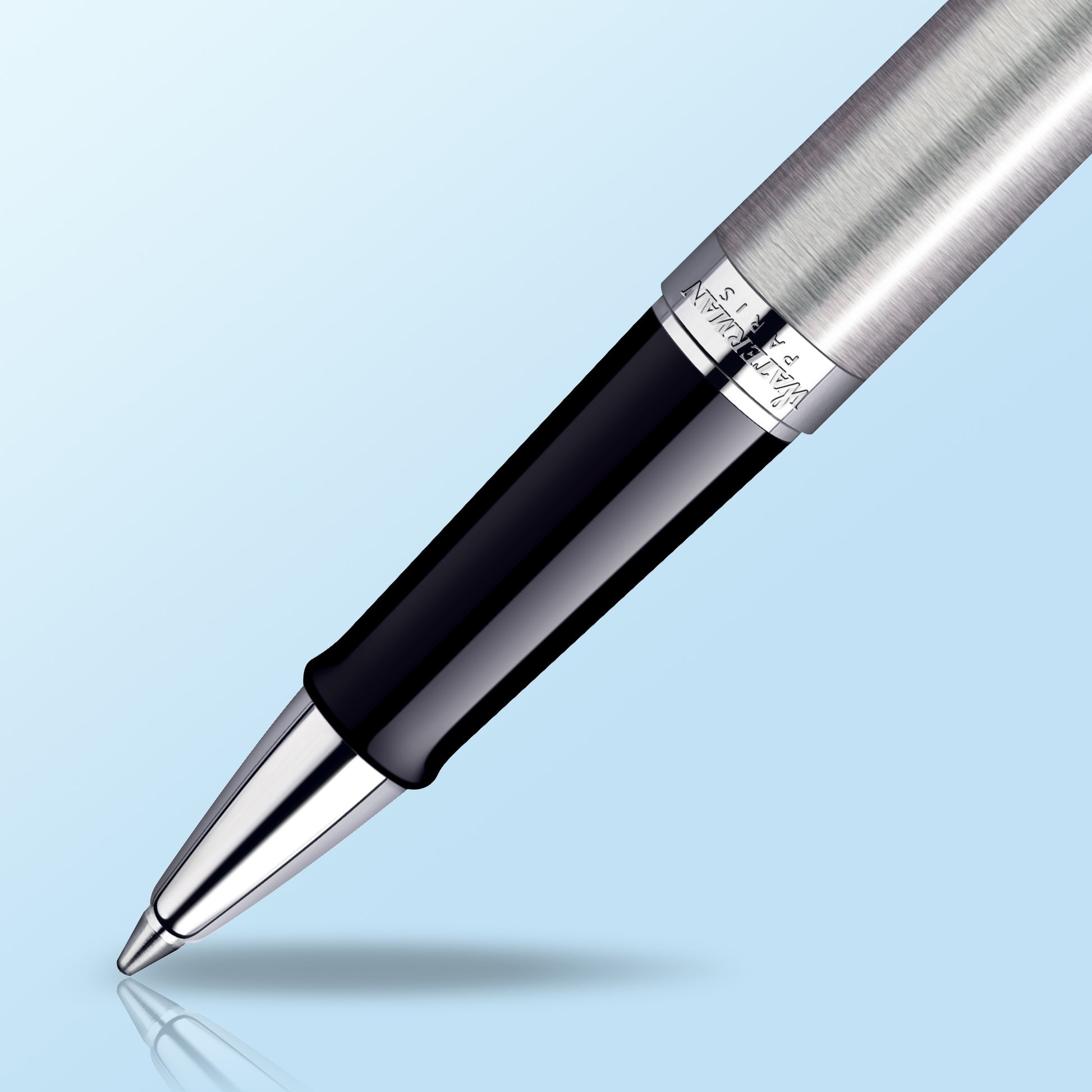 Waterman Hemisphere Stainless Steel Chrome Trim Rollerball Pen in Box