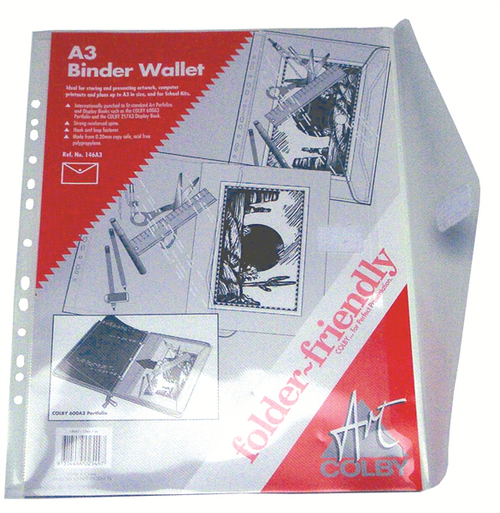 Colby Art 146A3 Folder Friendly Binder Wallet A3 30 Sheet Clear Pack of 12