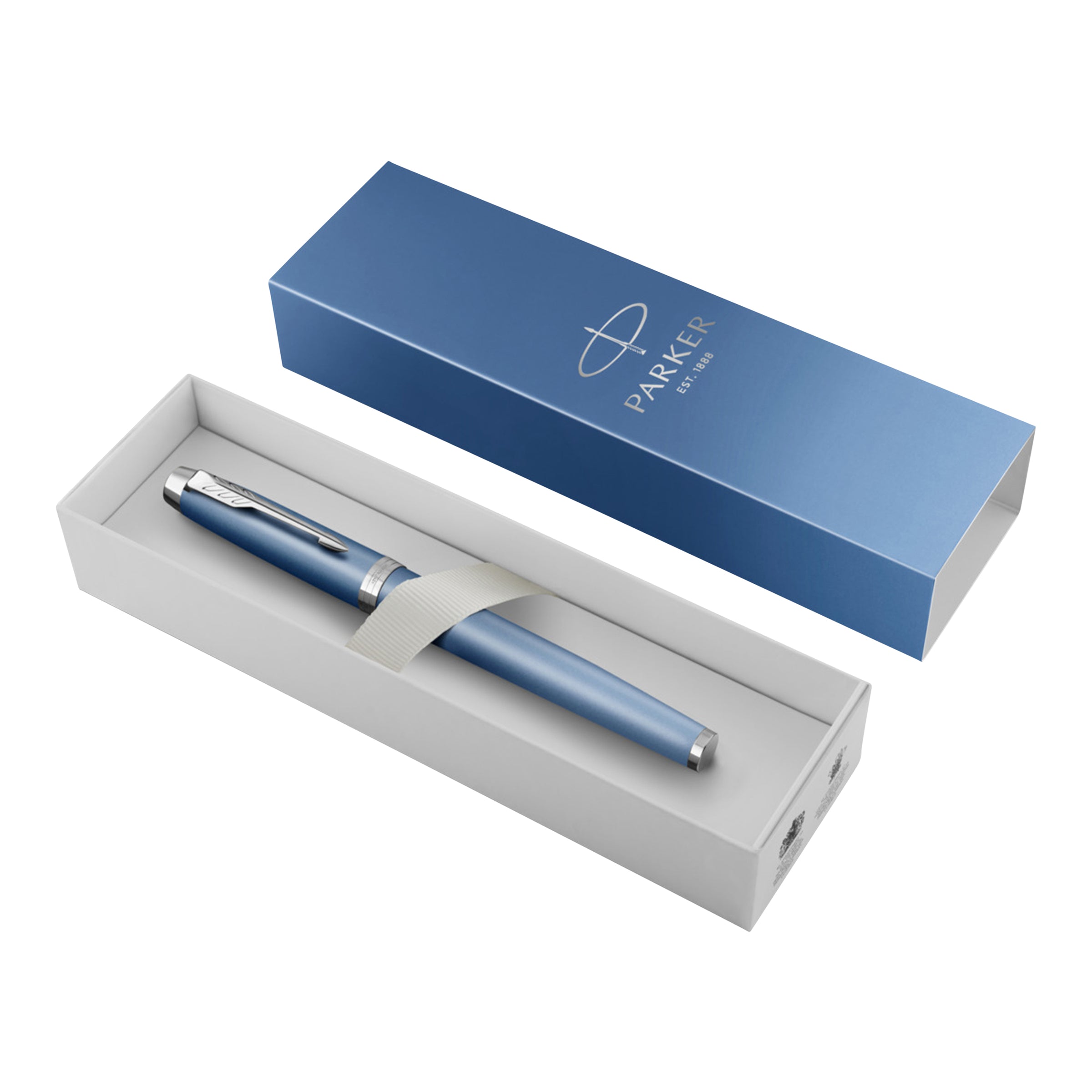Parker IM Writing Rituals Fountain Pen Blue Lacquer and Chrome Trim Medium Nib