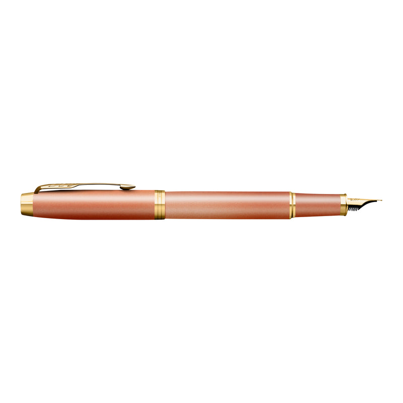 Parker IM Writing Rituals Fountain Pen Orange Lacquer and Gold Trim Medium Nib