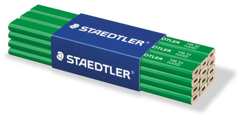 Staedtler Carpenters Pencils Hard 6H Green Lacquer Box of 12 148 50