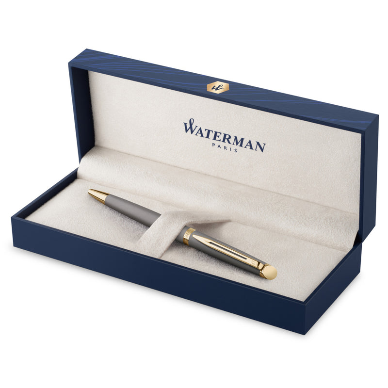 Waterman Hemisphere Metallic Grey Gold Trim Ballpoint Pen Medium Tip