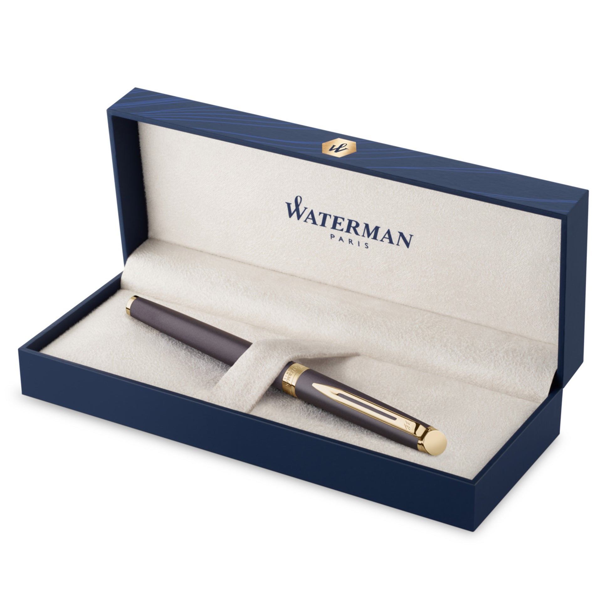 Waterman Hemisphere Metallic Black Gold Trim Fountain Pen Medium Nib