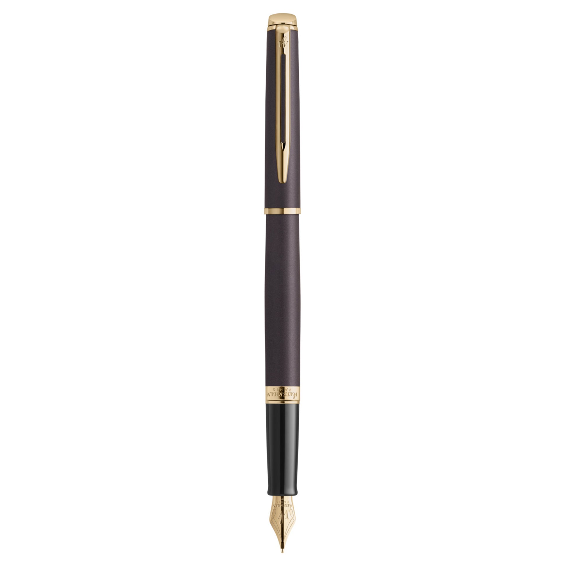 Waterman Hemisphere Metallic Black Gold Trim Fountain Pen Medium Nib