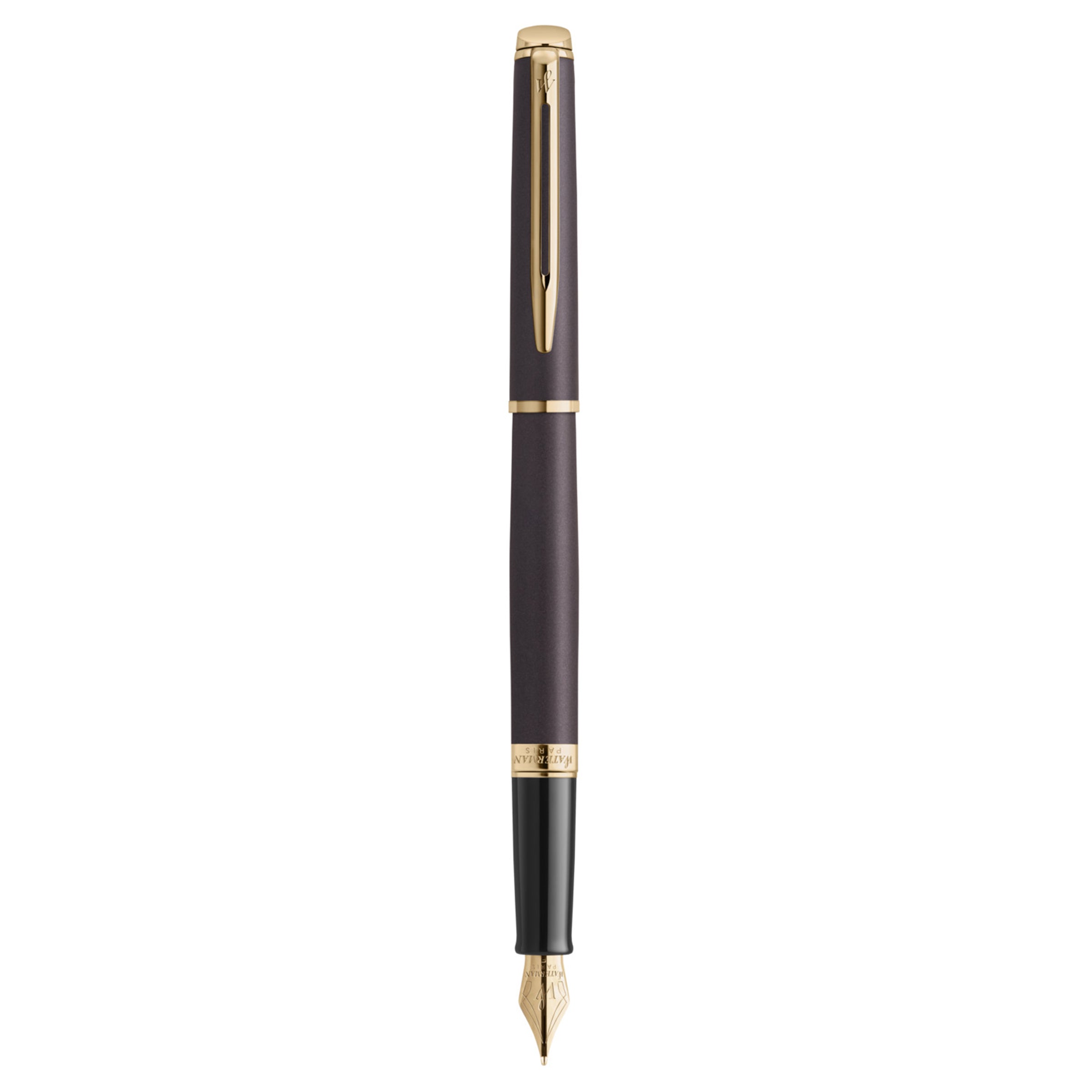 Waterman Hemisphere Metallic Black Gold Trim Fountain Pen Medium Nib