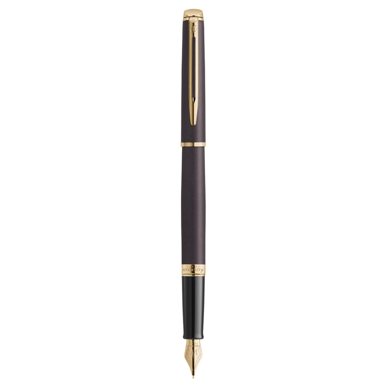 Waterman Hemisphere Metallic Black Gold Trim Fountain Pen Medium Nib