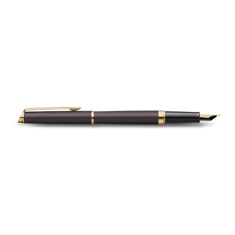 Waterman Hemisphere Metallic Black Gold Trim Fountain Pen Medium Nib