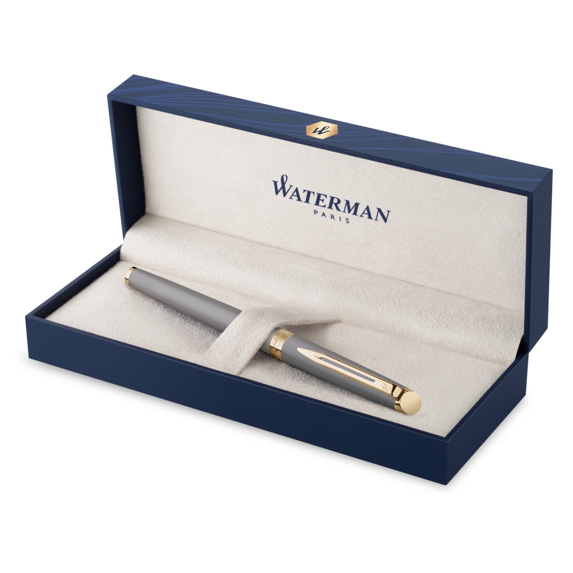 Waterman Hemisphere Metallic Grey Gold Trim Fountain Pen Medium Nib