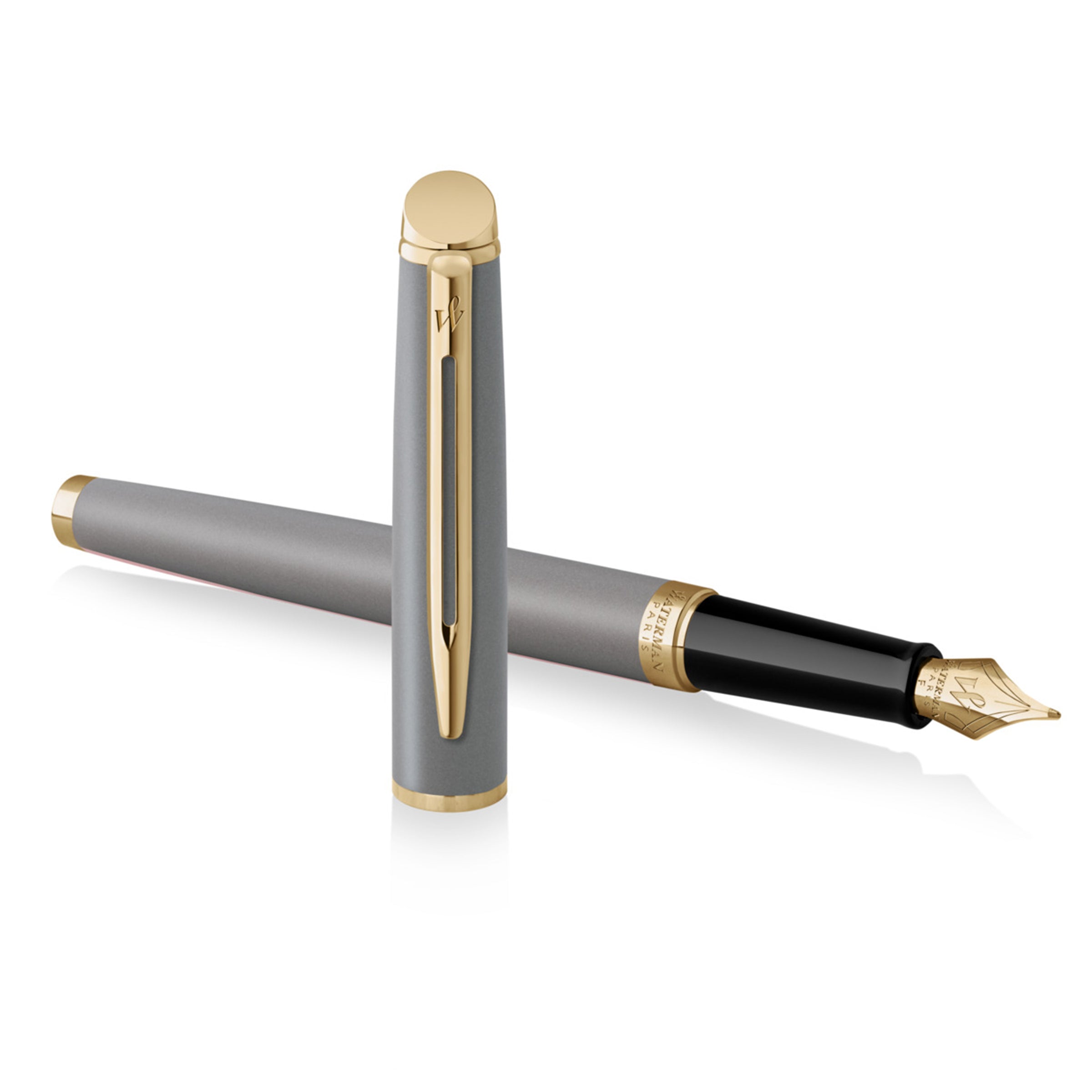 Waterman Hemisphere Metallic Grey Gold Trim Fountain Pen Medium Nib