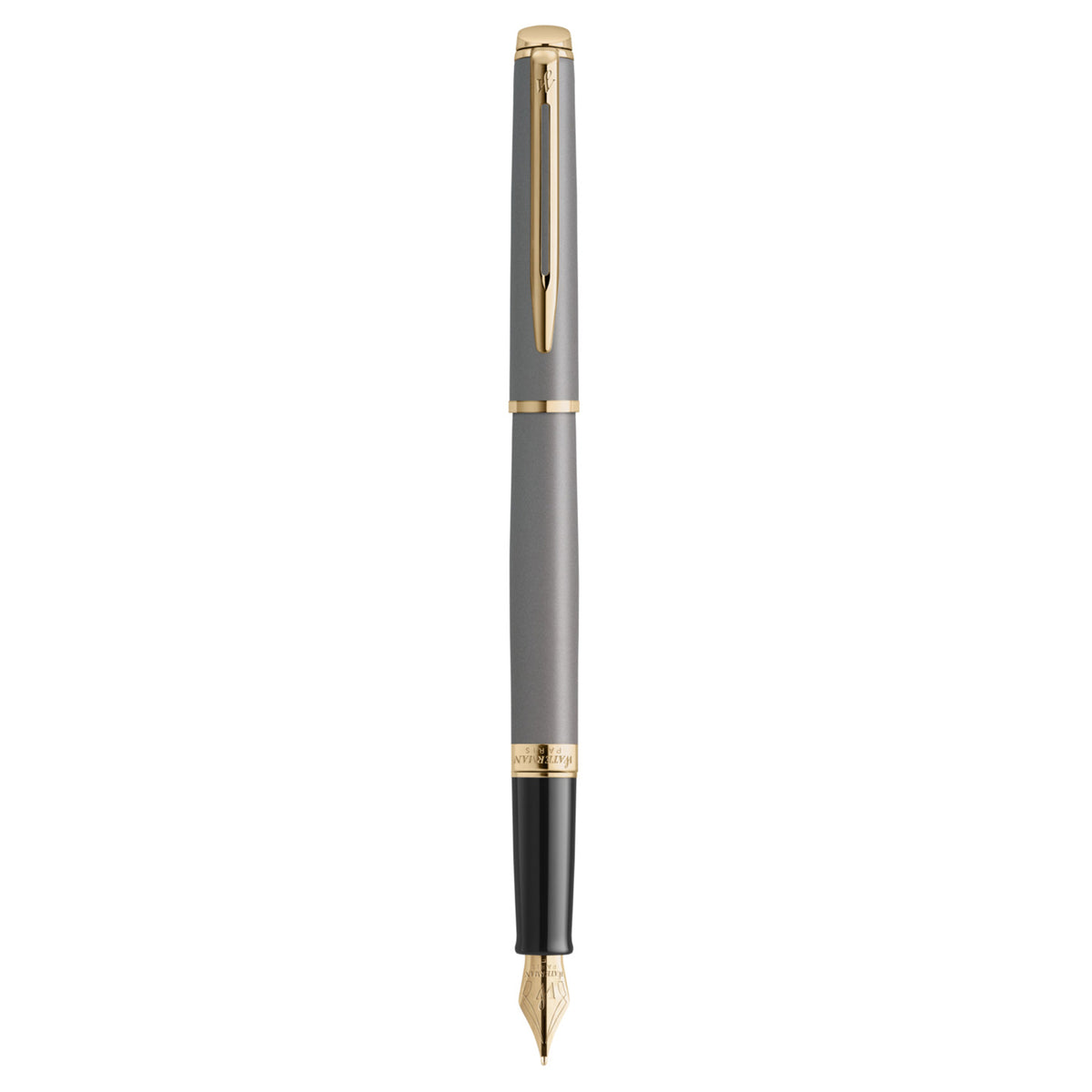Waterman Hemisphere Metallic Grey Gold Trim Fountain Pen Medium Nib