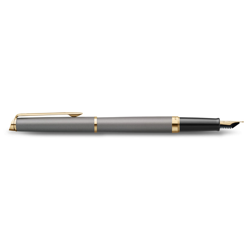 Waterman Hemisphere Metallic Grey Gold Trim Fountain Pen Medium Nib