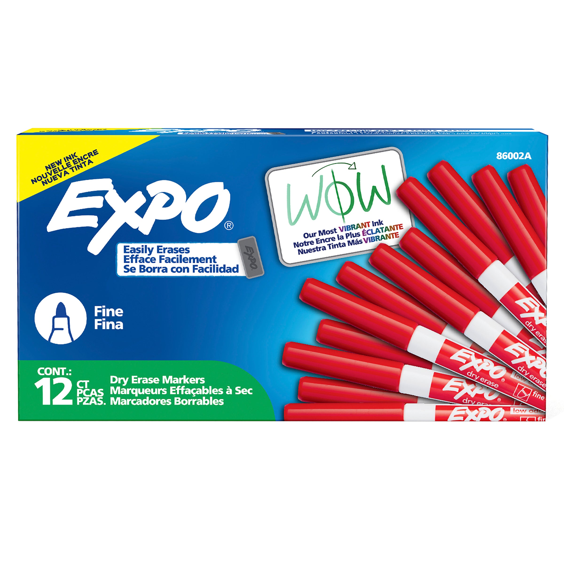 Expo 86002 Low Odour Dry Erase Markers Fine Tip Red Box 12