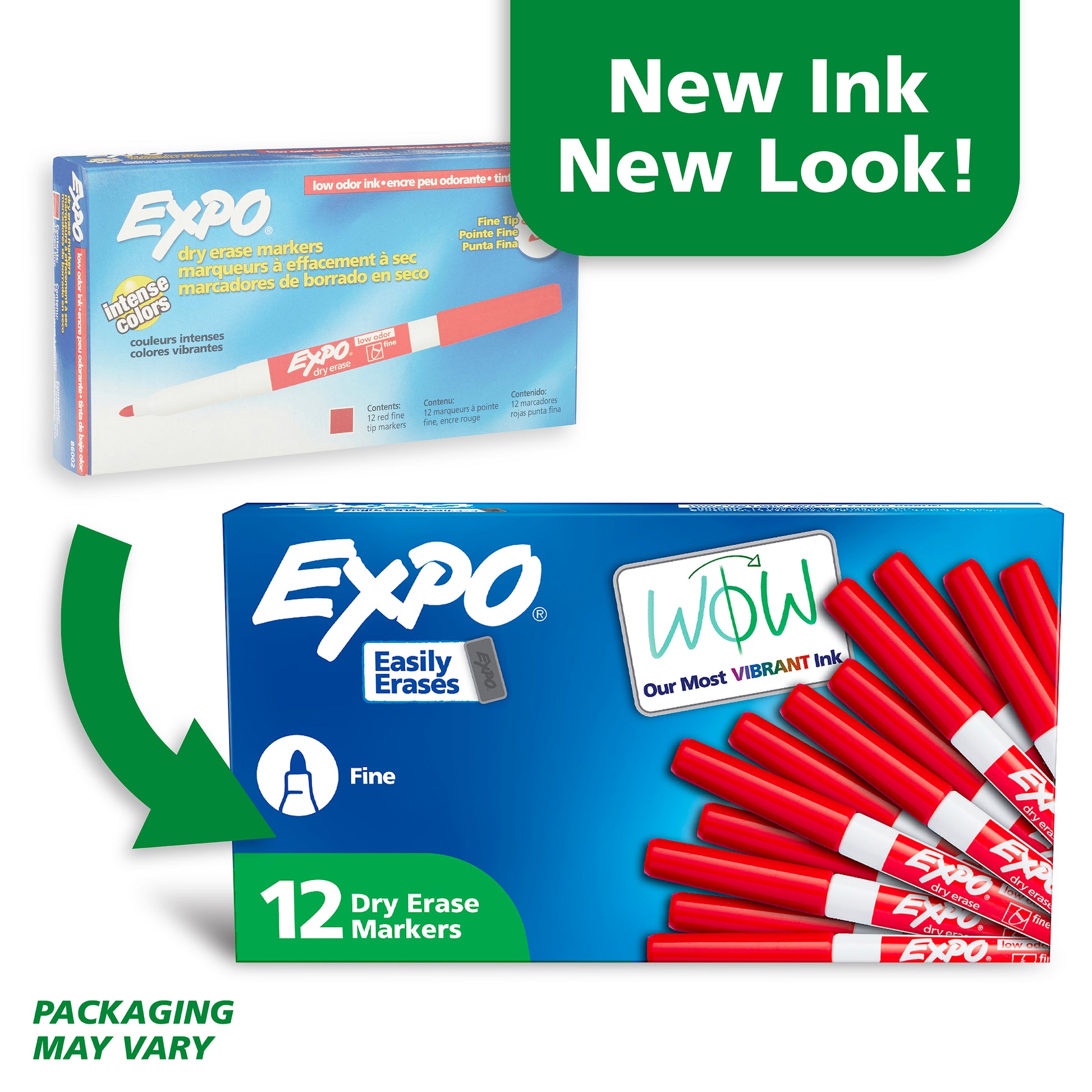 Expo 86002 Low Odour Dry Erase Markers Fine Tip Red Box 12