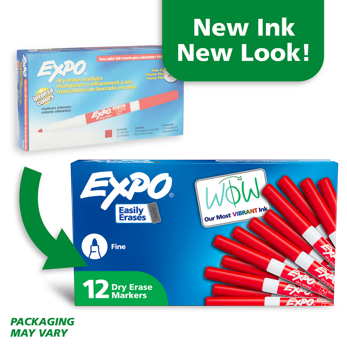 Expo 86002 Low Odour Dry Erase Markers Fine Tip Red Box 12