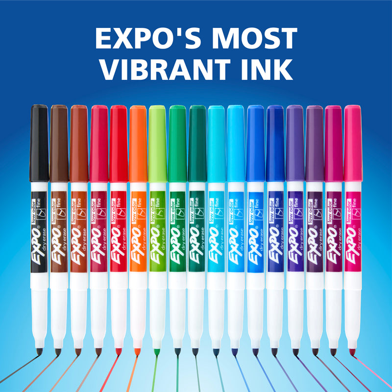 Expo Low Odour Dry Erase Whiteboard Markers Fine Tip Black Box 36