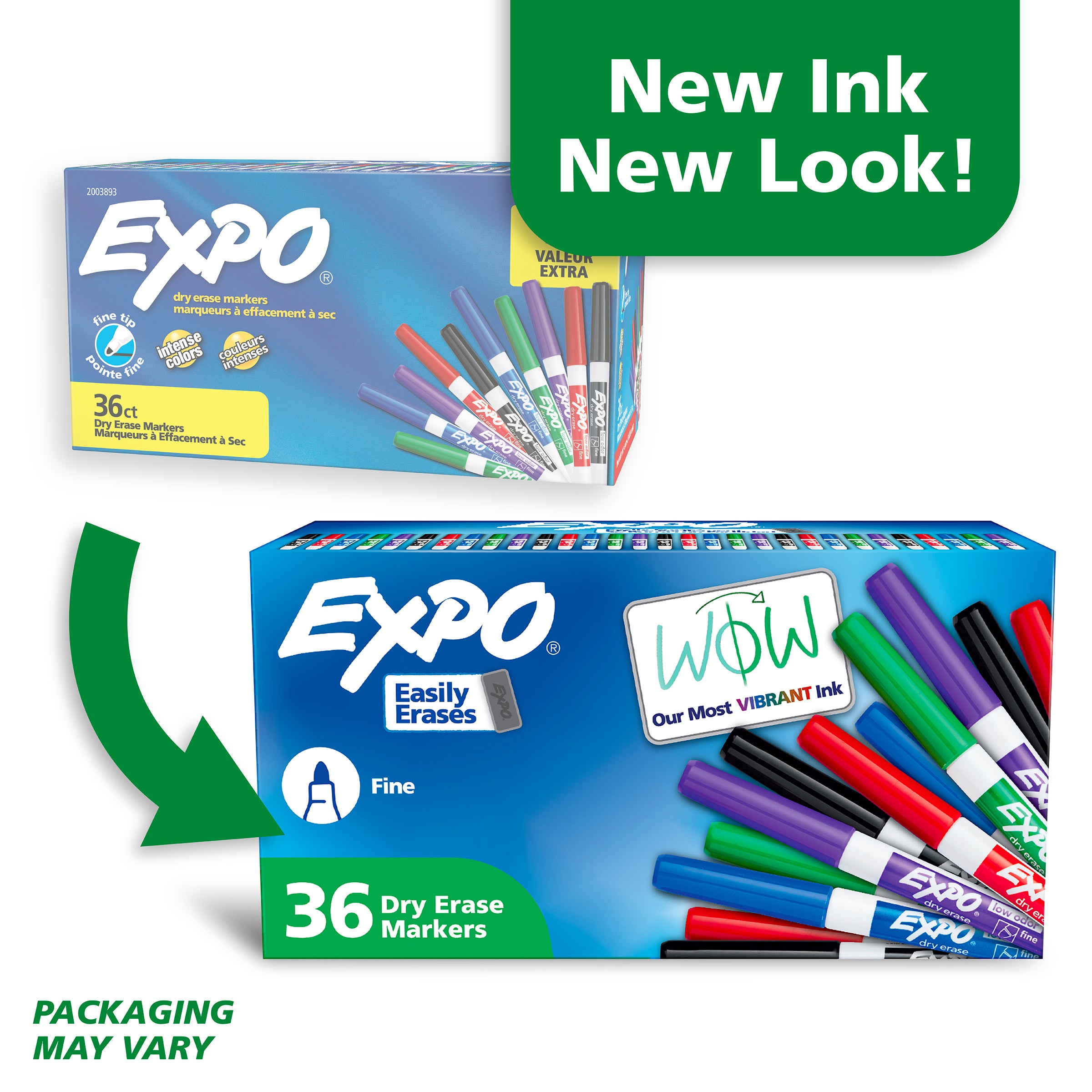 Expo Low Odour Dry Erase Whiteboard Markers Fine Tip Assorted Box 36