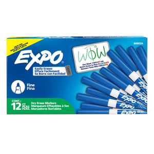 Expo 86003 Low Odour Dry Erase Markers Fine Tip Blue Box 12