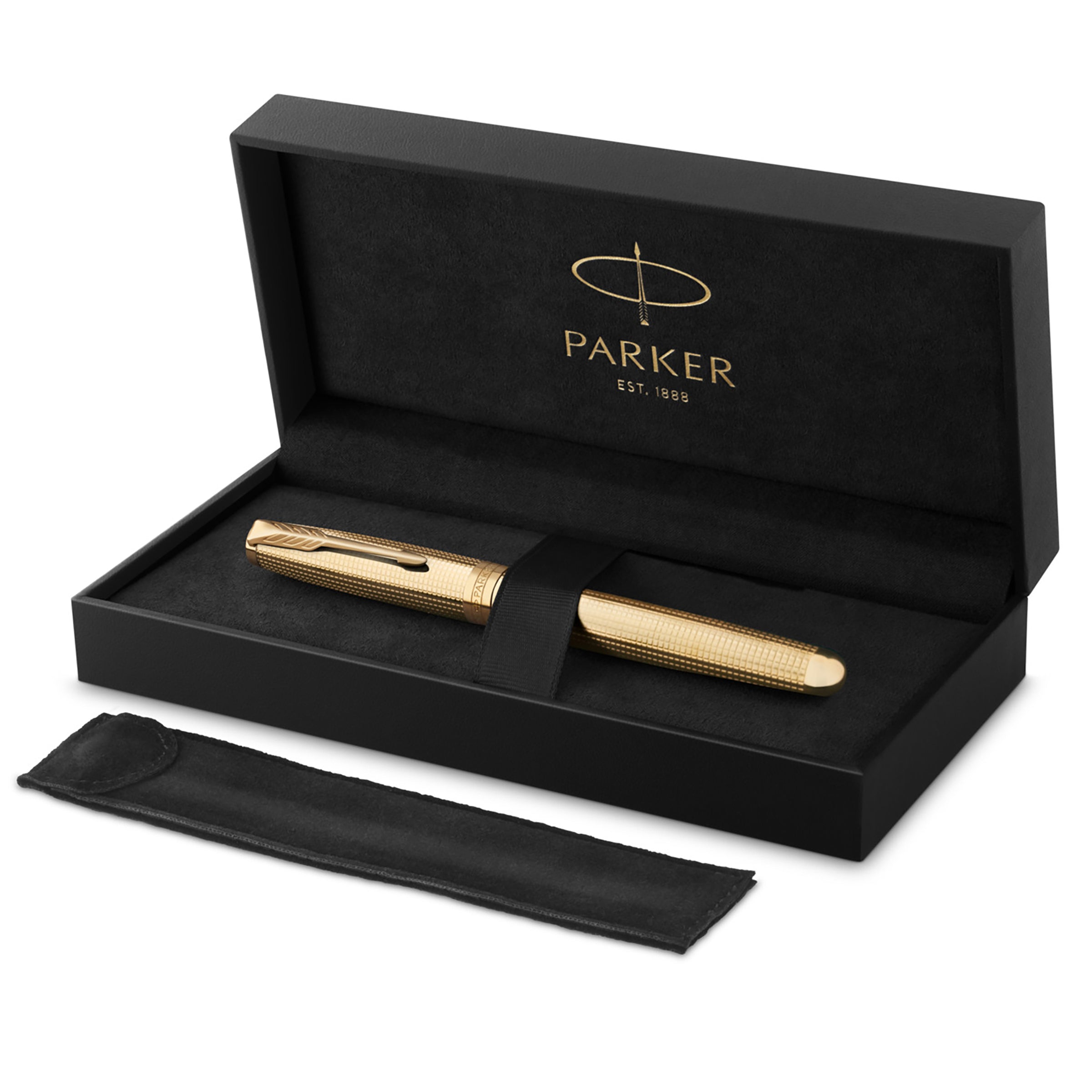 Parker Sonnet Cisele Fountain Pen Golden Gold Trim Fine Nib