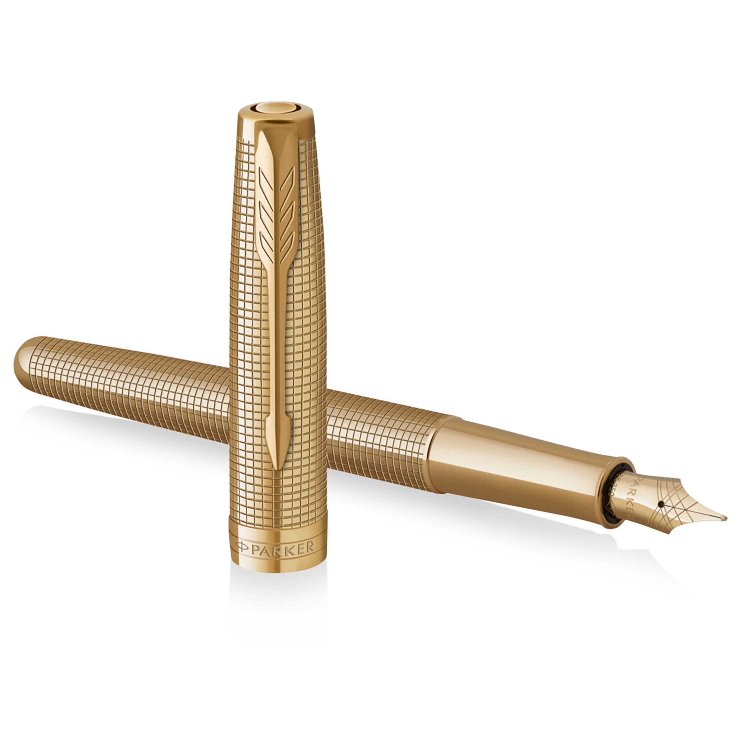 Parker Sonnet Cisele Fountain Pen Golden Gold Trim Fine Nib