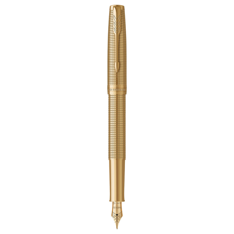 Parker Sonnet Cisele Fountain Pen Golden Gold Trim Fine Nib