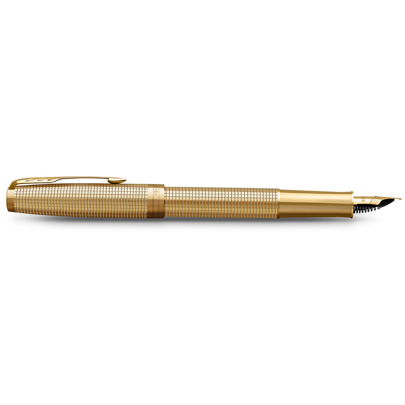 Parker Sonnet Cisele Fountain Pen Golden Gold Trim Fine Nib