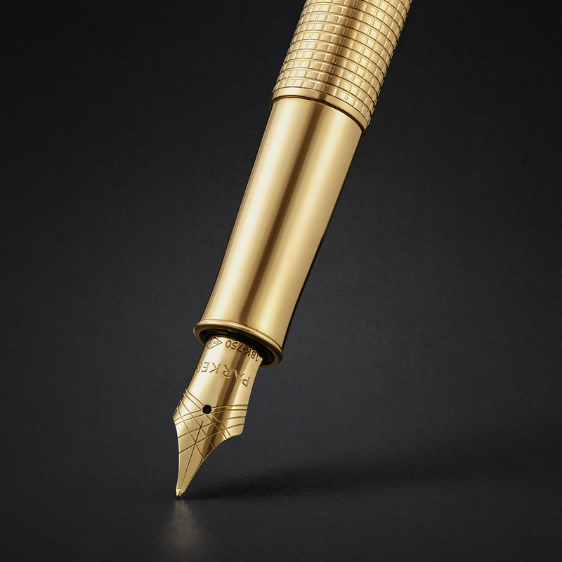 Parker Sonnet Cisele Fountain Pen Golden Gold Trim Fine Nib
