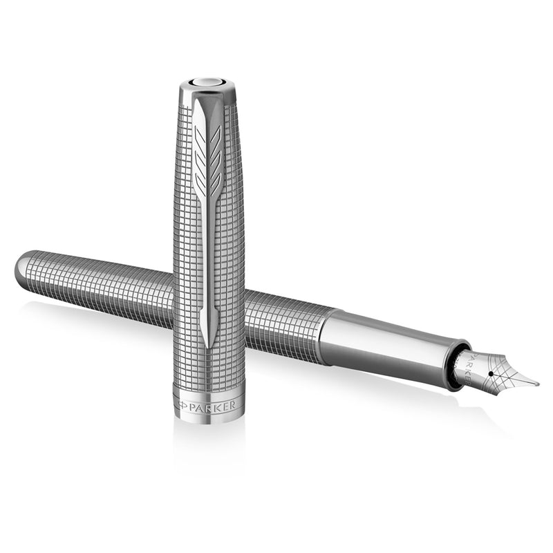 Parker Sonnet Cisele Fountain Pen Palladium Chrome Trim Fine Nib