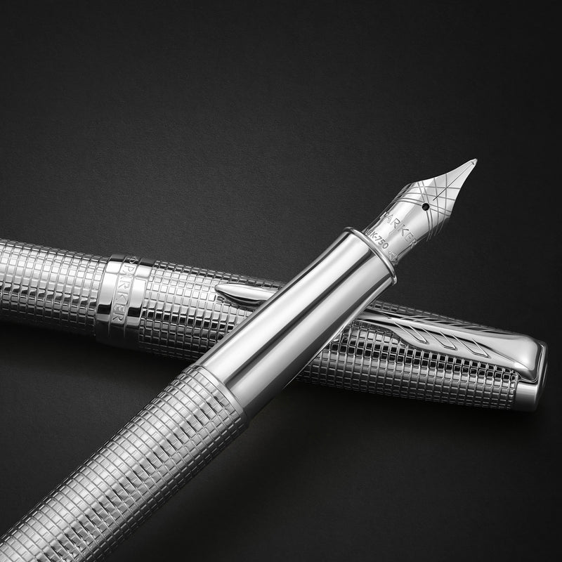Parker Sonnet Cisele Fountain Pen Palladium Chrome Trim Fine Nib