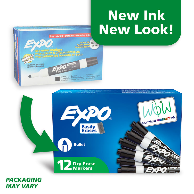 Expo Whiteboard Marker Black In Bullet Tip Box Of 12