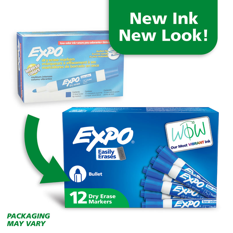 Expo Whiteboard Marker Blue Bullet Tip Box of 12