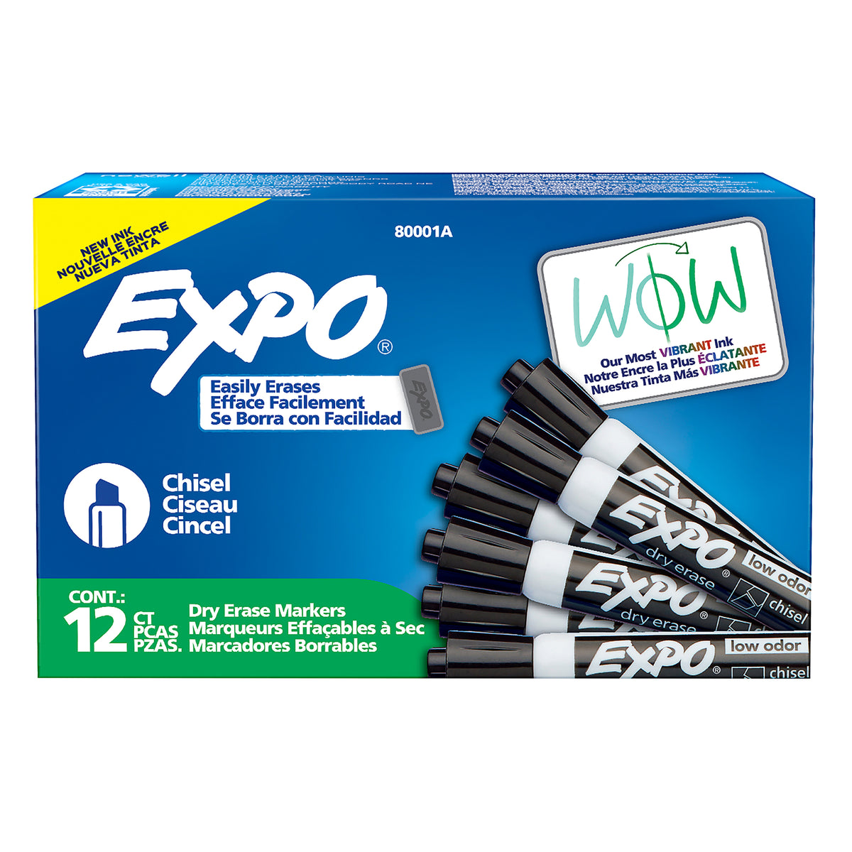 Expo Whiteboard Marker Black In Chisel Tip Box Of 12
