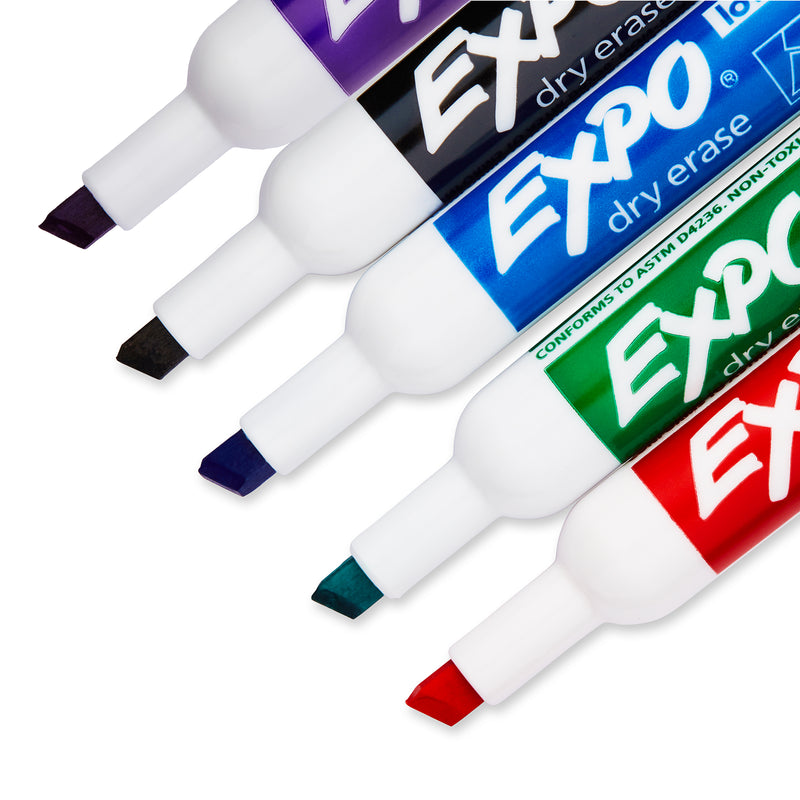 Expo Low Odour Dry Erase Whiteboard Markers Chisel Tip Assorted Box 36