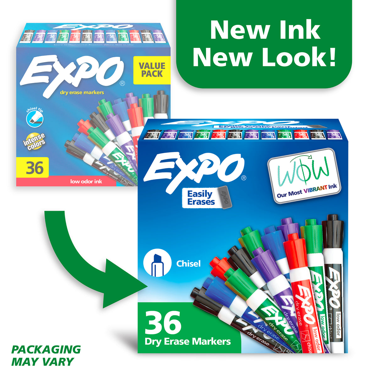 Expo Low Odour Dry Erase Whiteboard Markers Chisel Tip Assorted Box 36