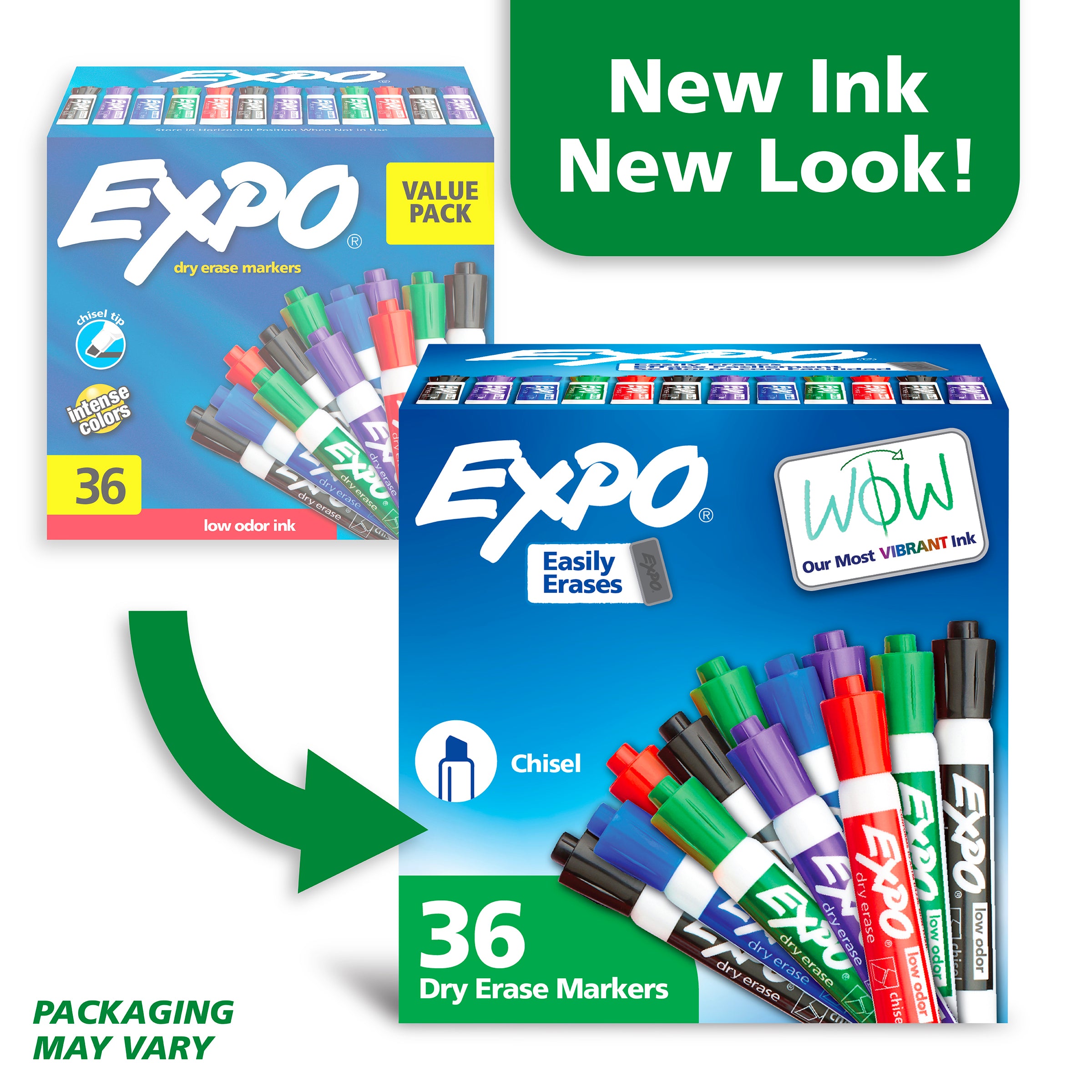 Expo Low Odour Dry Erase Whiteboard Markers Chisel Tip Assorted Box 36