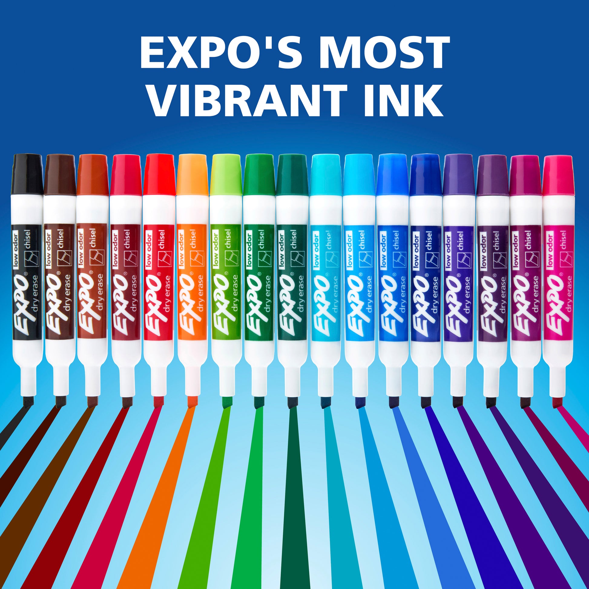 Expo Low Odour Dry Erase Whiteboard Markers Chisel Tip Assorted Box 36