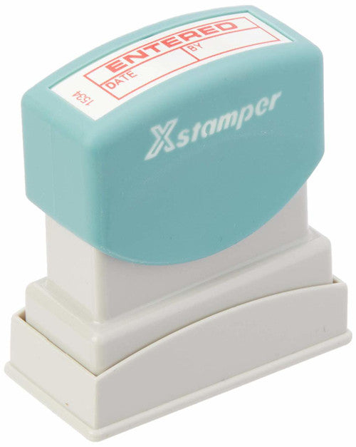 Xstamper Message Stamp Entered/Date/By Red