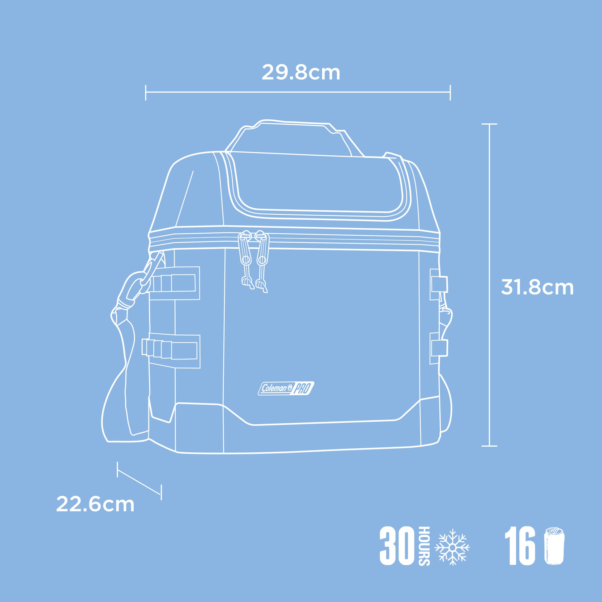Coleman Pro 16 Can Soft Cooler Bag Sky Blue