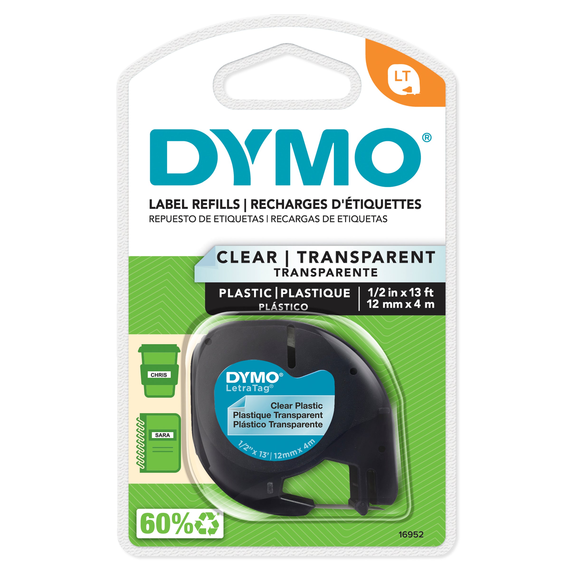 Dymo LetraTag Plastic Tape 12mm x 4M Clear - product image