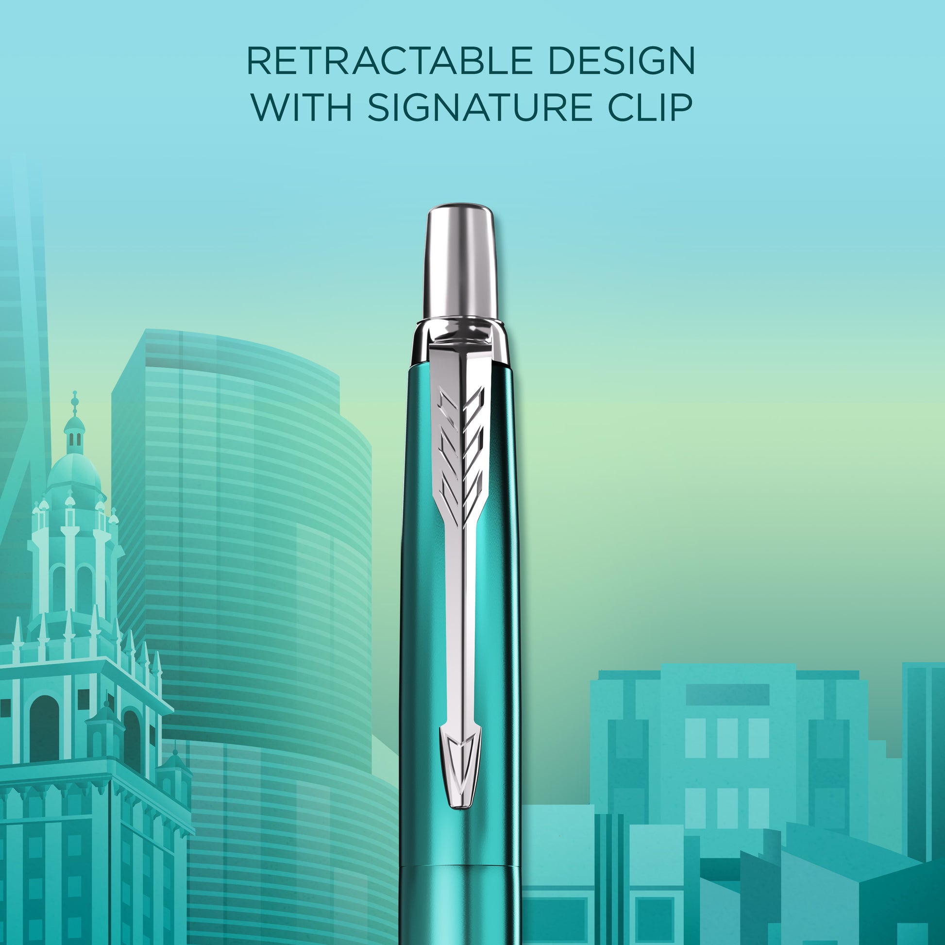 Parker Jotter SE Global Icons Ballpoint Pen Miami Turquoise Lacquer and Chrome Trim Medium Tip