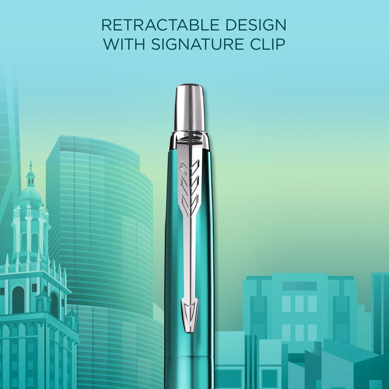 Parker Jotter SE Global Icons Ballpoint Pen Miami Turquoise Lacquer and Chrome Trim Medium Tip