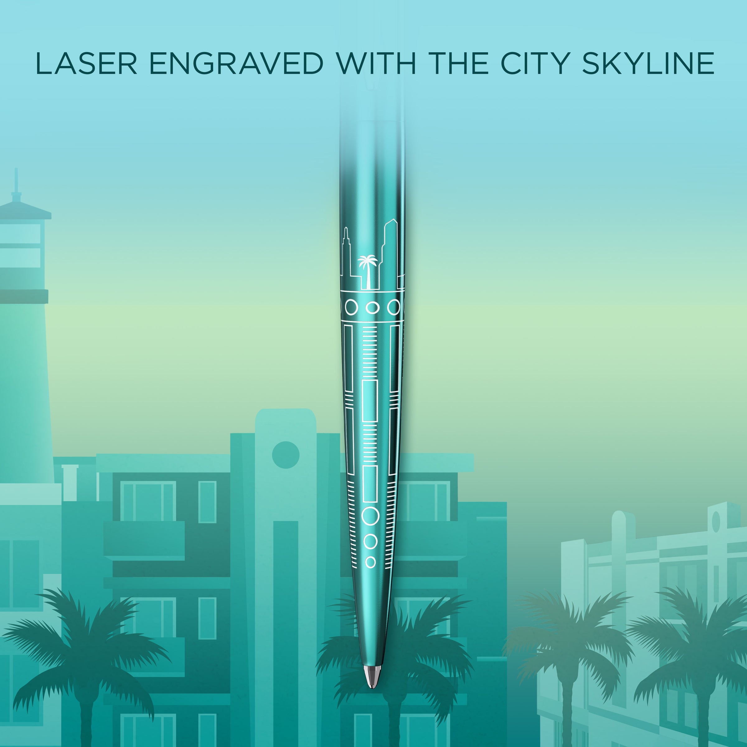 Parker Jotter SE Global Icons Ballpoint Pen Miami Turquoise Lacquer and Chrome Trim Medium Tip